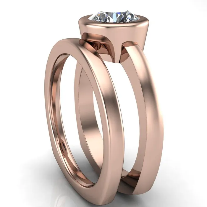 Fire Brilliance Rings Danae Round Center Stone Full Bezel Set Euro Shank Solitaire Ring