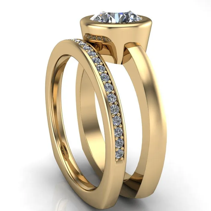 Fire Brilliance Rings Danae Round Center Stone Full Bezel Set Euro Shank Solitaire Ring