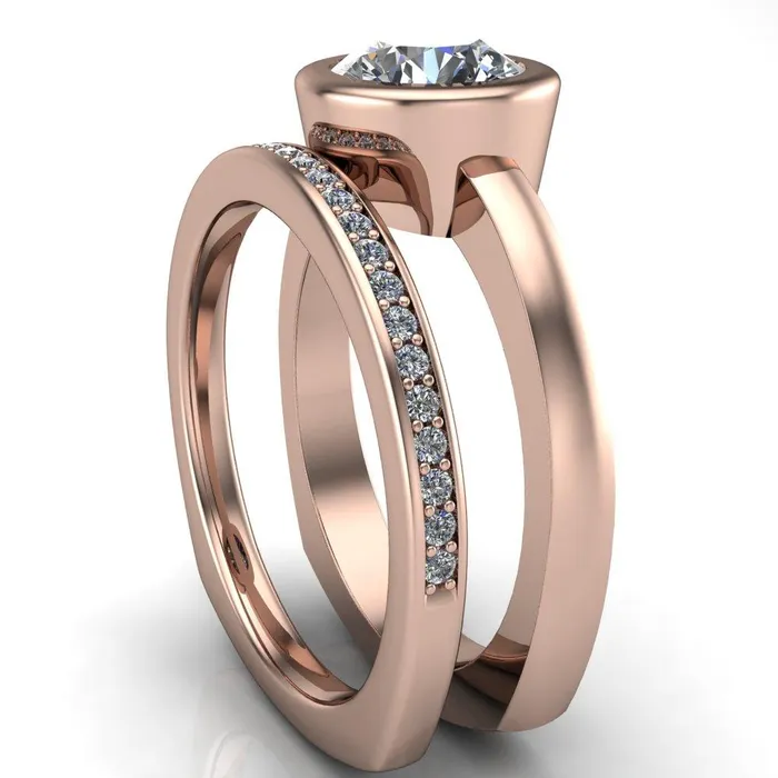 Fire Brilliance Rings Danae Round Center Stone Full Bezel Set Euro Shank Solitaire Ring