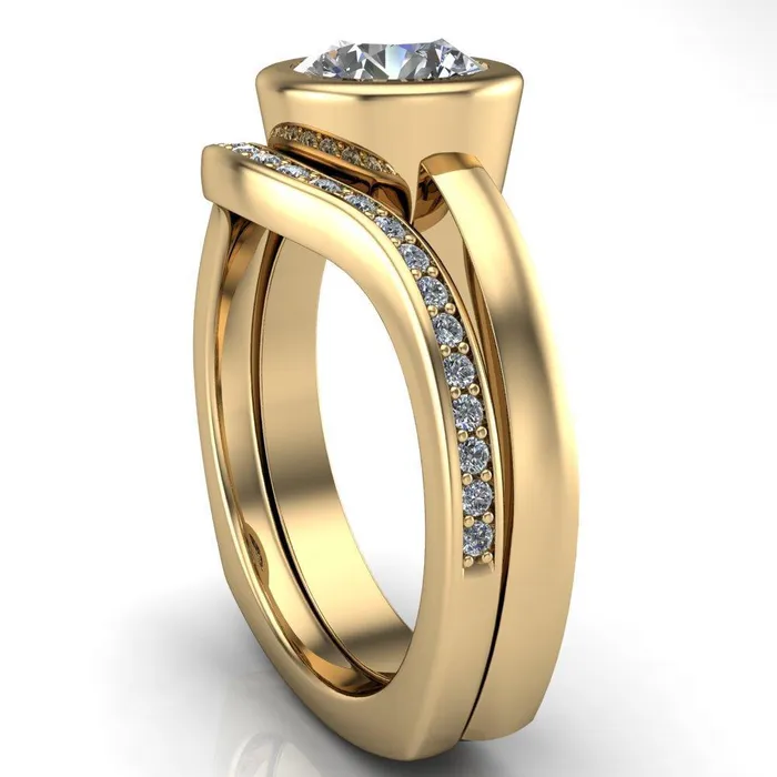 Fire Brilliance Rings Danae Round Center Stone Full Bezel Set Euro Shank Solitaire Ring