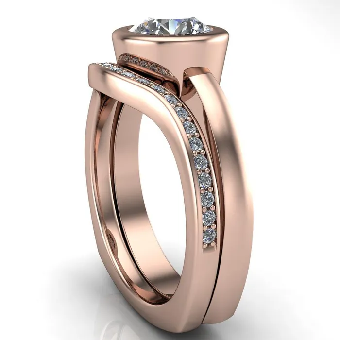 Fire Brilliance Rings Danae Round Center Stone Full Bezel Set Euro Shank Solitaire Ring