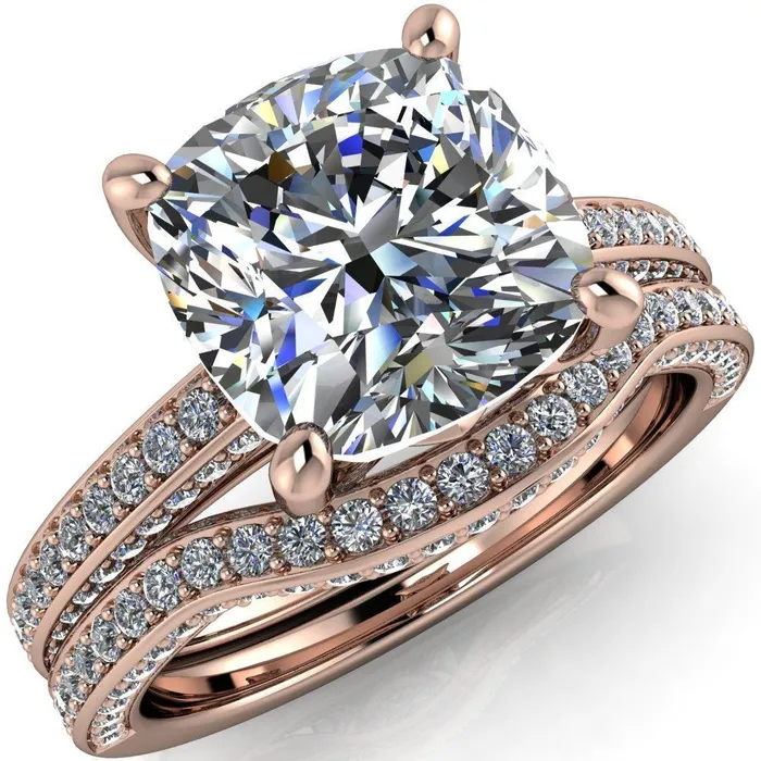 Fire Brilliance Rings Harmon Cushion Center Stone 4 Prong Diamond Shank Engagement Ring Fire Brilliance Rings Harmon Cushion Center Stone 4 Prong Diamond Shank Engagement Ring
