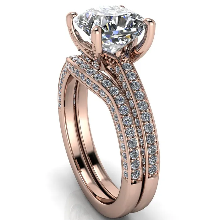 Fire Brilliance Rings Harmon Cushion Center Stone 4 Prong Diamond Shank Engagement Ring