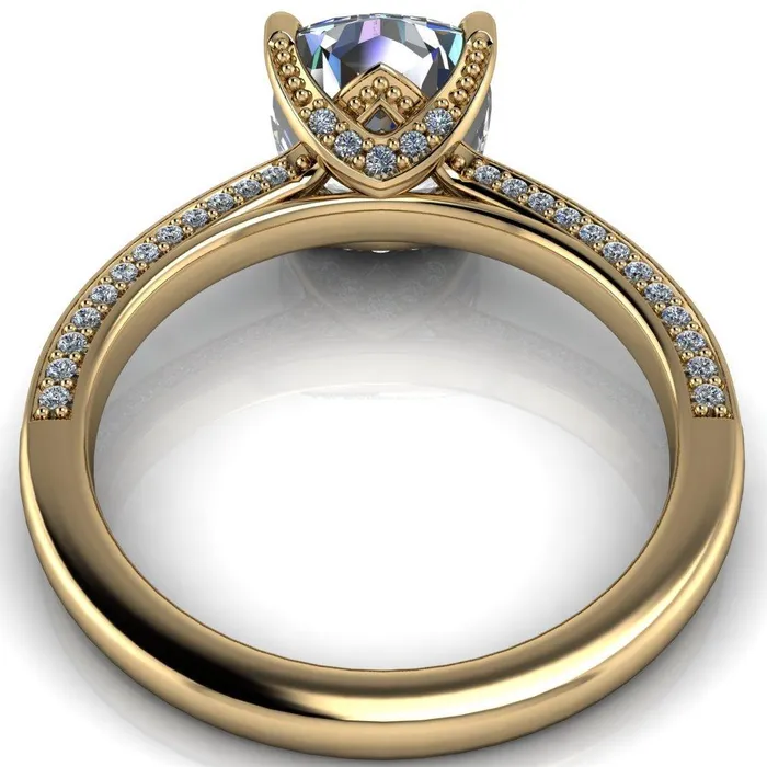 Fire Brilliance Rings Harmon Cushion Center Stone 4 Prong Diamond Shank Engagement Ring