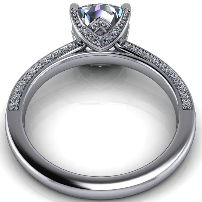 Fire Brilliance Rings Harmon Cushion Center Stone 4 Prong Diamond Shank Engagement Ring