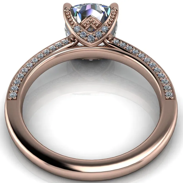 Fire Brilliance Rings Harmon Cushion Center Stone 4 Prong Diamond Shank Engagement Ring