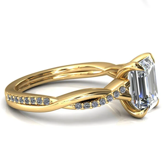 Fire Brilliance Rings Shana Emerald Moissanite 4 Claw Prong 12 Infinity Diamond Accent Ring Engagement Ring