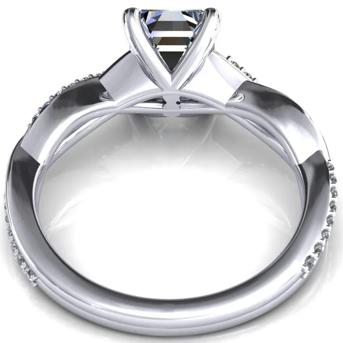 Fire Brilliance Rings Shana Emerald Moissanite 4 Claw Prong 12 Infinity Diamond Accent Ring Engagement Ring