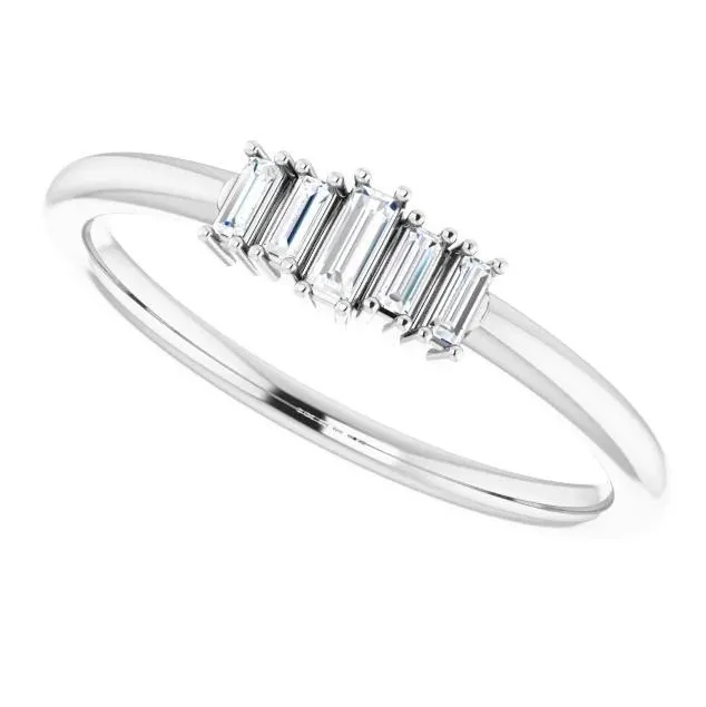 FIRE BRILLIANCE Rings Straight Baguette 38 CTW Diamond Stacklable Ring