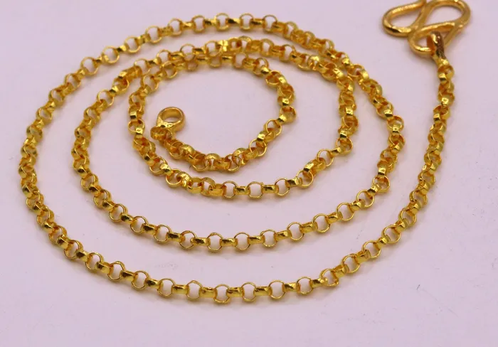 Handmade Genuine 22karat yellow gold gorgeous cable rolo chain stylish chain gifting jewelry from india TRIBAL ORNAMENTS Necklaces