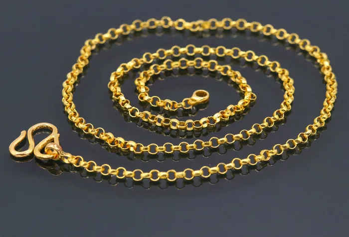 Handmade Genuine 22karat yellow gold gorgeous cable rolo chain stylish chain gifting jewelry from india TRIBAL ORNAMENTS Necklaces