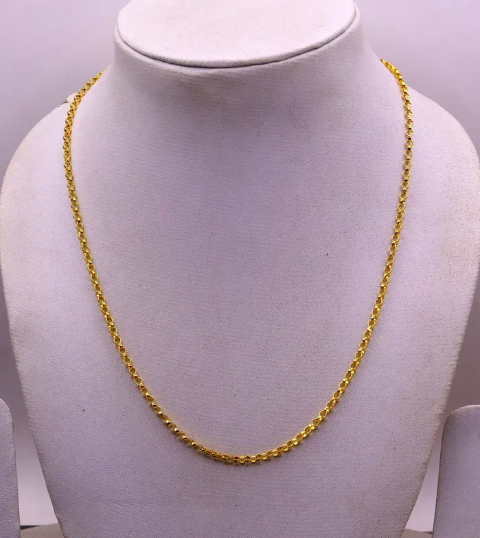 Handmade Genuine 22karat yellow gold gorgeous cable rolo chain stylish chain gifting jewelry from india TRIBAL ORNAMENTS Necklaces