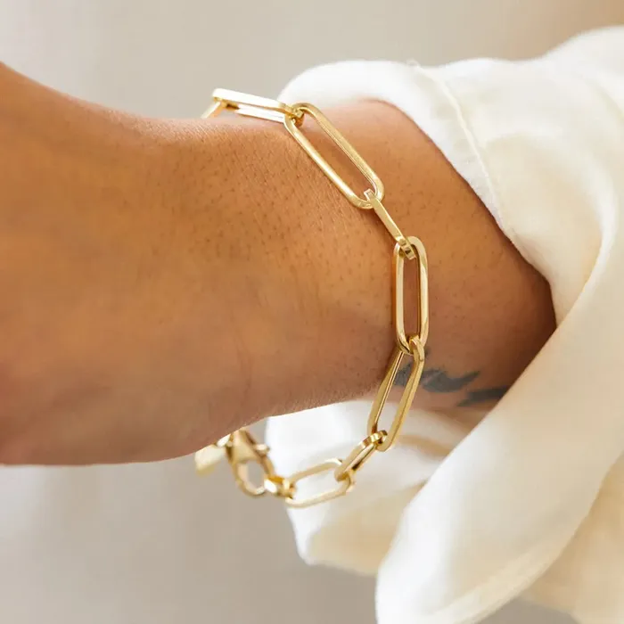 Jewelvers Bracelets 14K GoldFilled Paperclip Chain Bracelet