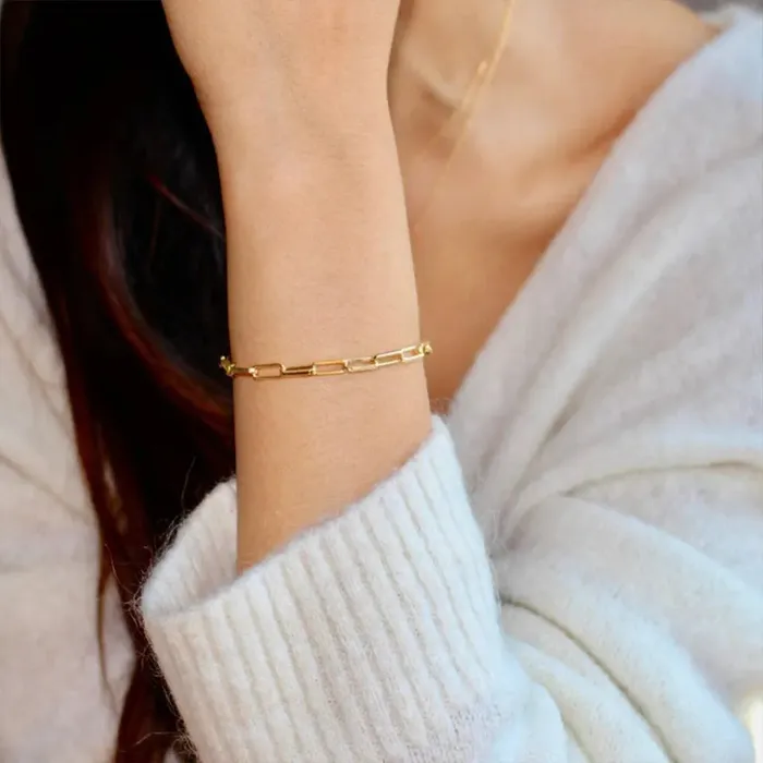 Jewelvers Bracelets 14K GoldFilled Paperclip Chain Bracelet