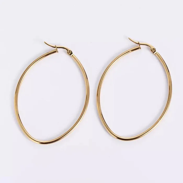 Jewelvers Earrings 18K GoldFilled Oval Hoop Earrings Jewelvers Earrings 18K GoldFilled Oval Hoop Earrings