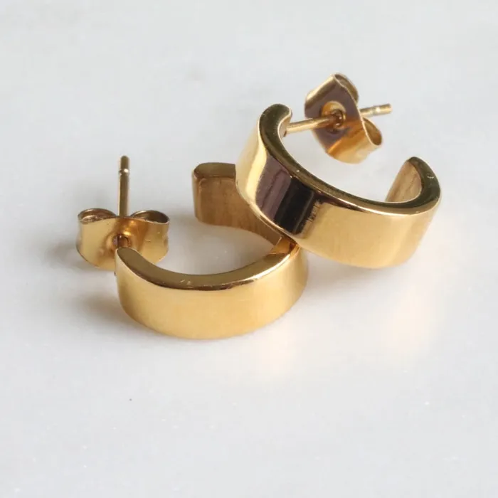 Jewelvers Earrings 18K Goldfilled Thick Flat Hoop Earrings