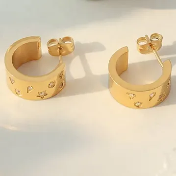 Jewelvers Earrings 18K Goldfilled Thick Flat Hoop Earrings Jewelvers Earrings 18K Goldfilled Thick Flat Hoop Earrings