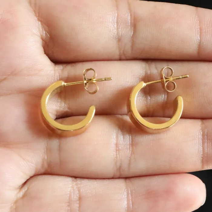 Jewelvers Earrings 18K Goldfilled Thick Flat Hoop Earrings Jewelvers Earrings 18K Goldfilled Thick Flat Hoop Earrings