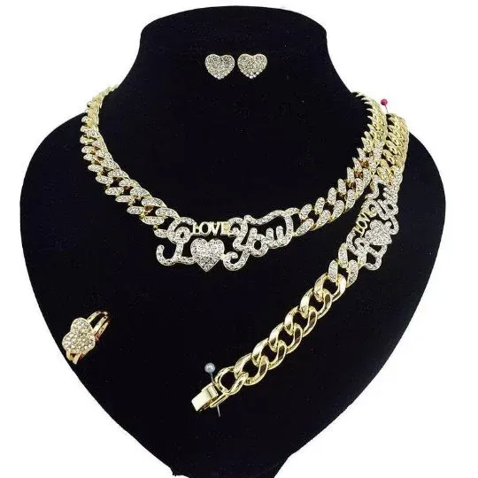 Jewelvers Necklaces XO CUBAN Link Necklace Set