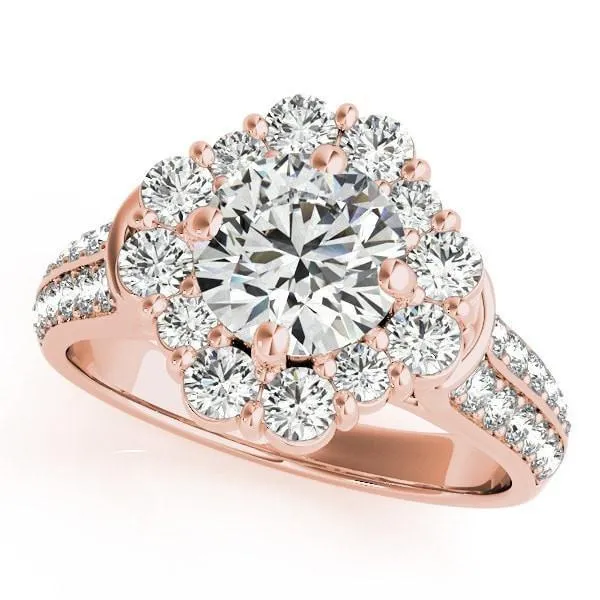Keilan Round Center Stone Diamond Halo Double Channel Engagement Ring Fire Brilliance Rings