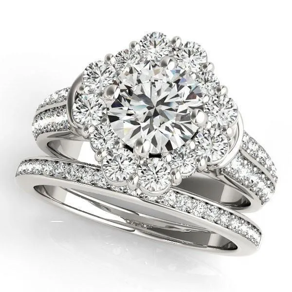 Keilan Round Center Stone Diamond Halo Double Channel Engagement Ring Fire Brilliance Rings