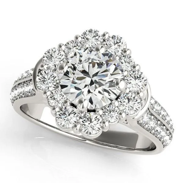 Keilan Round Center Stone Diamond Halo Double Channel Engagement Ring Fire Brilliance Rings
