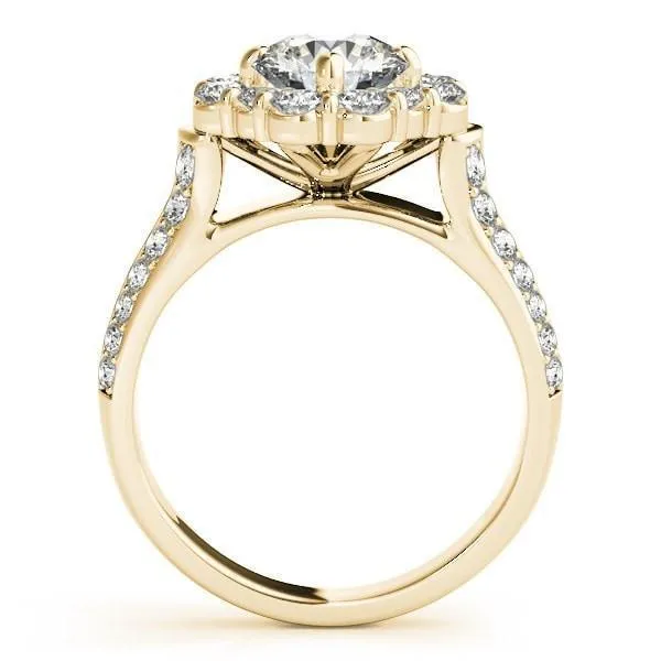 Keilan Round Center Stone Diamond Halo Double Channel Engagement Ring Fire Brilliance Rings
