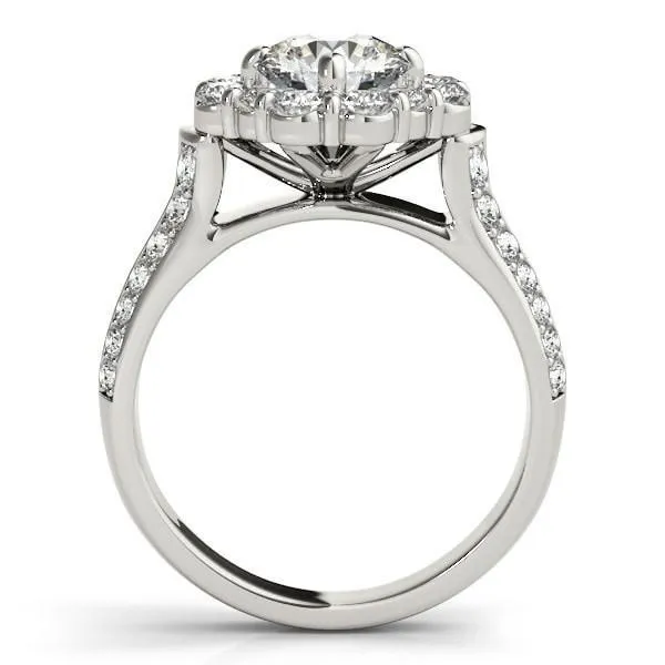 Keilan Round Center Stone Diamond Halo Double Channel Engagement Ring Fire Brilliance Rings