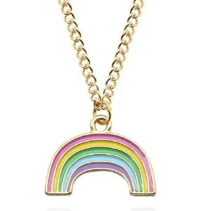 L109 Gold Pastel Rainbow Necklace FREE EARRINGS polly Earrings