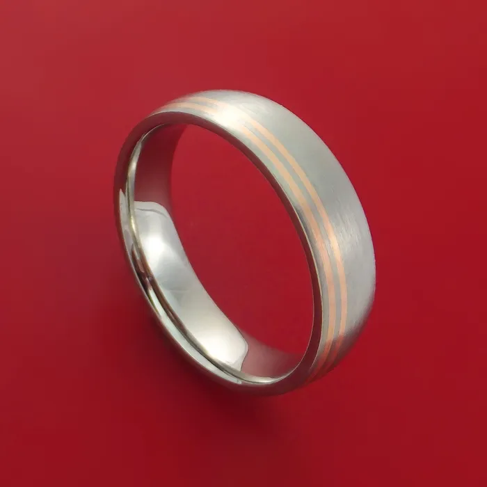 Lashbrook Rings Titanium Ring with 14k Rose Gold Inlay Custom Made Band