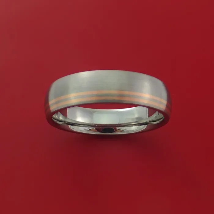Lashbrook Rings Titanium Ring with 14k Rose Gold Inlay Custom Made Band Lashbrook Rings Titanium Ring with 14k Rose Gold Inlay Custom Made Band
