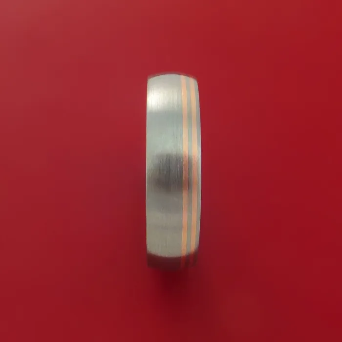 Lashbrook Rings Titanium Ring with 14k Rose Gold Inlay Custom Made Band Lashbrook Rings Titanium Ring with 14k Rose Gold Inlay Custom Made Band