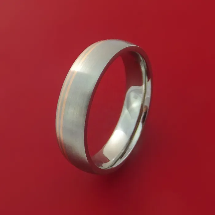Lashbrook Rings Titanium Ring with 14k Rose Gold Inlay Custom Made Band Lashbrook Rings Titanium Ring with 14k Rose Gold Inlay Custom Made Band