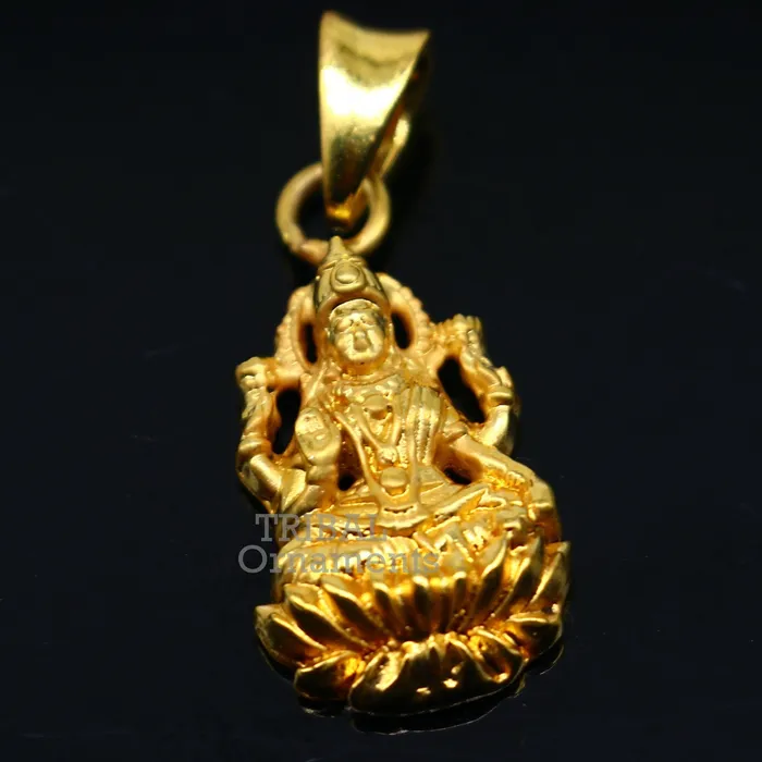 Necklaces 925 sterling silver customized gold polished stylish Goddess Laxmi Pendant amazing design stunning pendant unisex gifting jewelry nsp466 TRIBAL ORNAMENTS