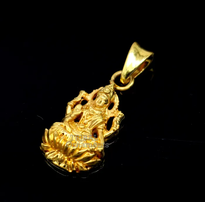 Necklaces 925 sterling silver customized gold polished stylish Goddess Laxmi Pendant amazing design stunning pendant unisex gifting jewelry nsp466 TRIBAL ORNAMENTS