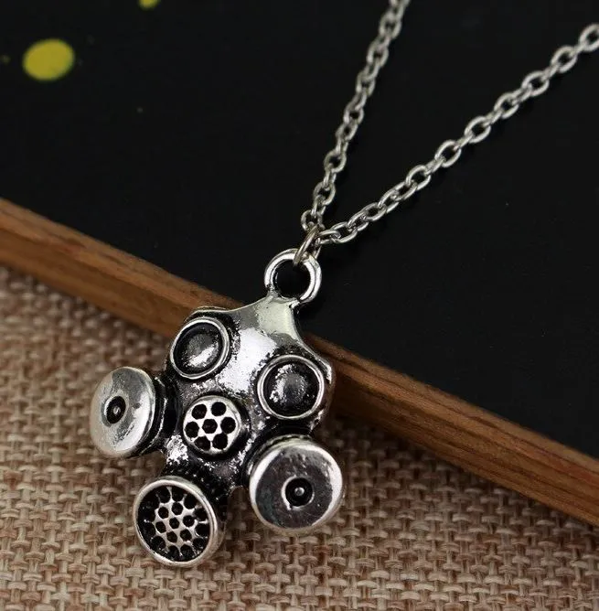 Necklaces alice AZ160 Silver Gas Mask Necklace with FREE Earrings