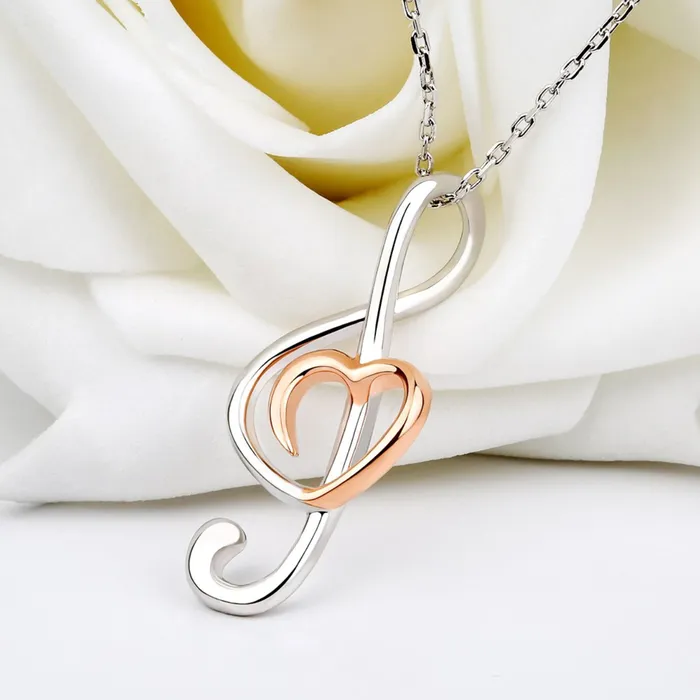 Necklaces GClef Heart Silver Necklace StrollGirl Zoo Store