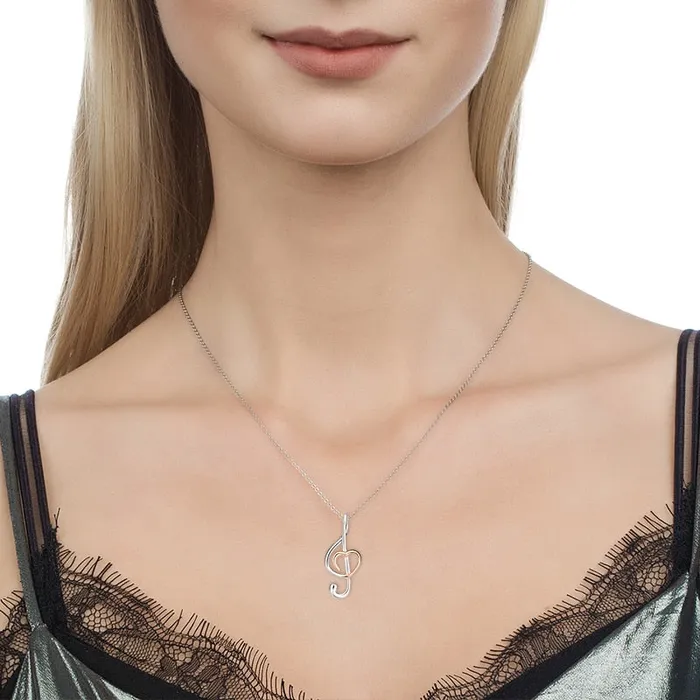 Necklaces GClef Heart Silver Necklace StrollGirl Zoo Store