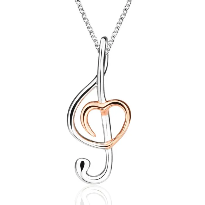 Necklaces GClef Heart Silver Necklace StrollGirl Zoo Store