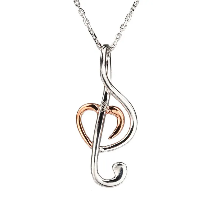 Necklaces GClef Heart Silver Necklace StrollGirl Zoo Store