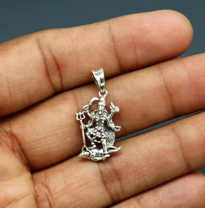 Necklaces TRIBAL ORNAMENTS 925 sterling silver blessing Goddess Kalika maa Kali ma pendant amazing unisex pendant personalized jewelry tribal jewelry ssp571
