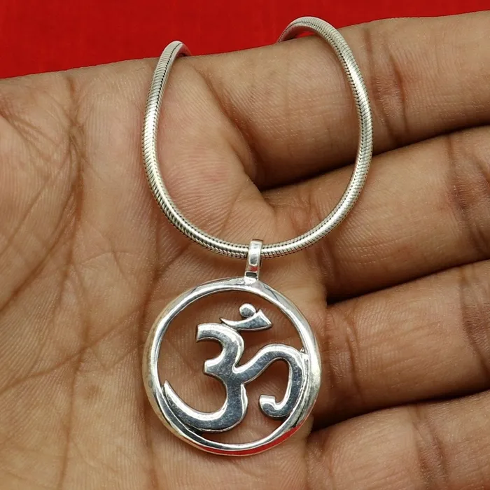 Necklaces TRIBAL ORNAMENTS 925 sterling silver handmade Hindu mantra Aum OM pendant amazing stylish unisex pendant locket personalized jewelry tribal jewelry ssp543