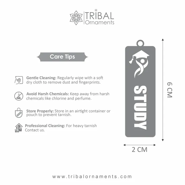 Necklaces TRIBAL ORNAMENTS 925 Sterling silver handmade silver study design personalized bookmark customized jewellery su1332