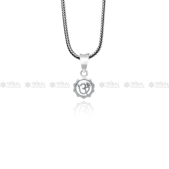 Necklaces TRIBAL ORNAMENTS 925 Sterling silver Om mantra pendant nsp931