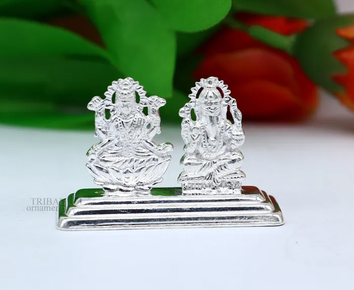 Necklaces TRIBAL ORNAMENTS Solid Sterling silver handmade customized Hindu idols Laxmi and Ganesha statue puja article figurine home dcor Diwali puja gift art456