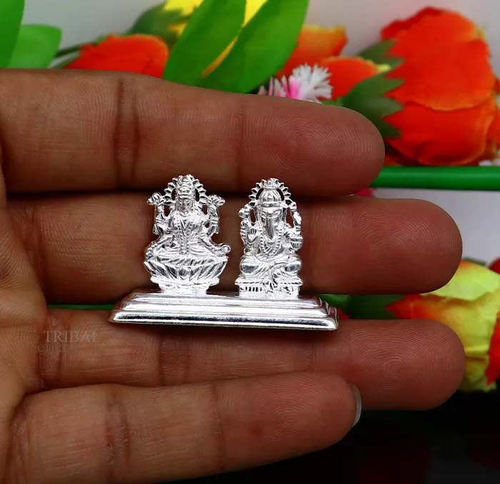 Necklaces TRIBAL ORNAMENTS Solid Sterling silver handmade customized Hindu idols Laxmi and Ganesha statue puja article figurine home dcor Diwali puja gift art456