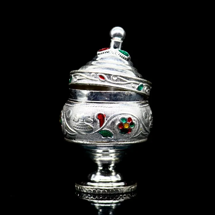 Necklaces Vintage antique design Solid silver handmade trinket box God serving Prasad container box Kumkum box Sindur box best brides gift stb125 TRIBAL ORNAMENTS Necklaces Vintage antique design Solid silver handmade trinket box God serving Prasad container box Kumkum box Sindur box best brides gift stb125 TRIBAL ORNAMENTS