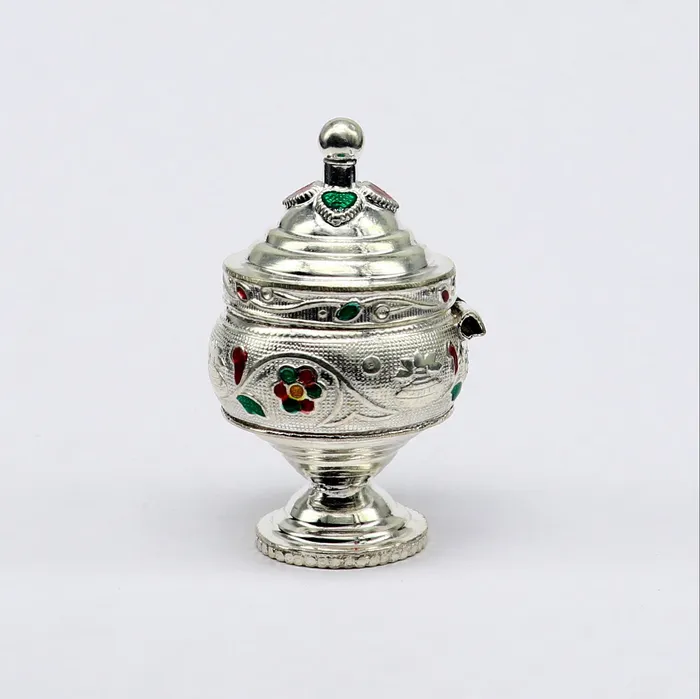 Necklaces Vintage antique design Solid silver handmade trinket box God serving Prasad container box Kumkum box Sindur box best brides gift stb125 TRIBAL ORNAMENTS