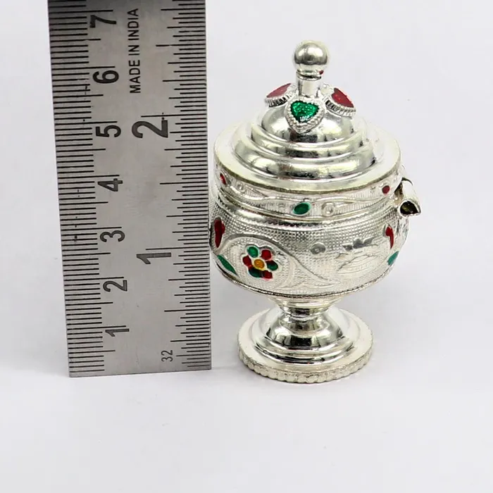Necklaces Vintage antique design Solid silver handmade trinket box God serving Prasad container box Kumkum box Sindur box best brides gift stb125 TRIBAL ORNAMENTS