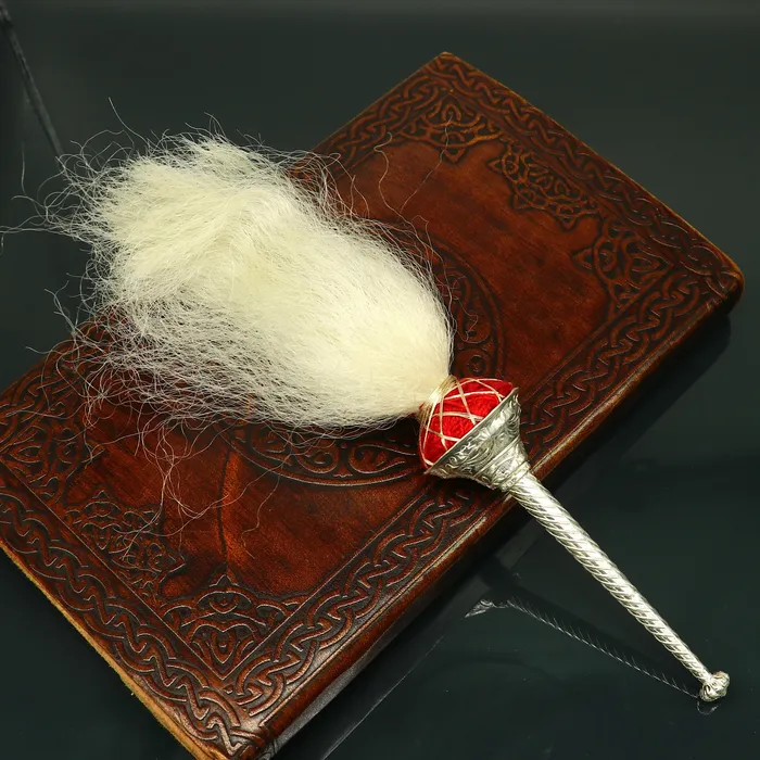 Necklaces Vintage style Sterling silver handmade puja chanwar chaur with original yalk cow hair worshipping fan for idols home temple article cvr TRIBAL ORNAMENTS